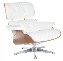 Lounge chair produkt inspirowany projektem C&R Eames biała skóra IDEAL MEBLE