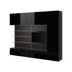 BESTA FRAMSTA TV - kombinacja regałowa, czarnobrązowy, szkło szary - IKEA