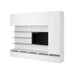 BESTA FRAMSTA TV - kombinacja regałowa, biała, szkło szary - IKEA